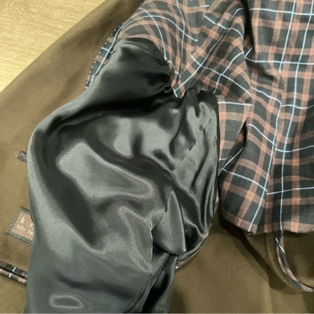 Kroon Luxury Men 46 Brown Cotton Jacket Double Vent‎ 2 Button Blazer